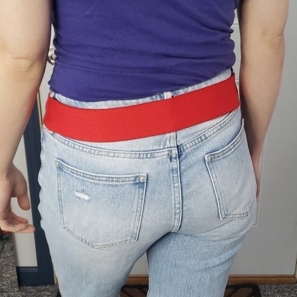Vintage 80s Red Elastic Waist Belt - Picture 2 of 3